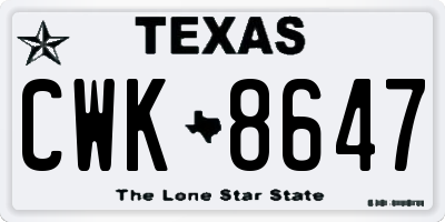 TX license plate CWK8647