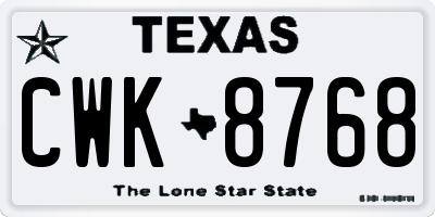 TX license plate CWK8768