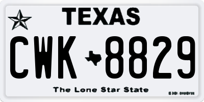 TX license plate CWK8829