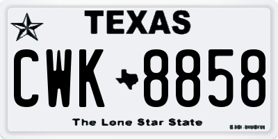 TX license plate CWK8858