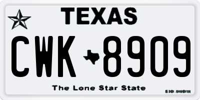 TX license plate CWK8909