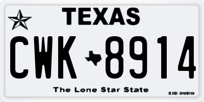 TX license plate CWK8914