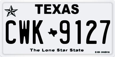 TX license plate CWK9127