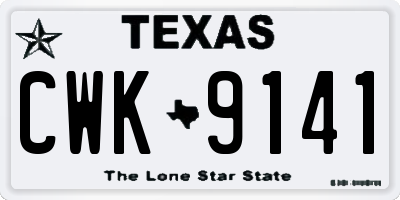 TX license plate CWK9141
