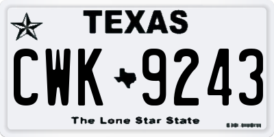 TX license plate CWK9243