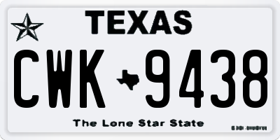 TX license plate CWK9438