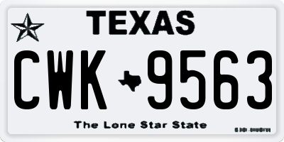 TX license plate CWK9563