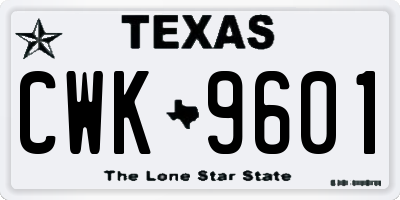 TX license plate CWK9601