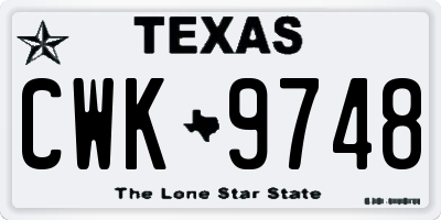 TX license plate CWK9748