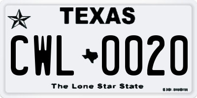 TX license plate CWL0020