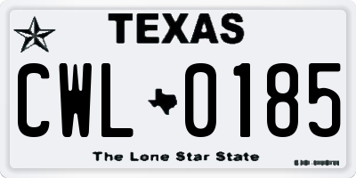TX license plate CWL0185
