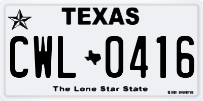 TX license plate CWL0416
