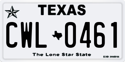 TX license plate CWL0461