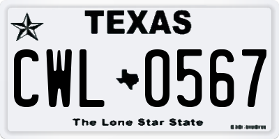 TX license plate CWL0567