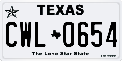 TX license plate CWL0654
