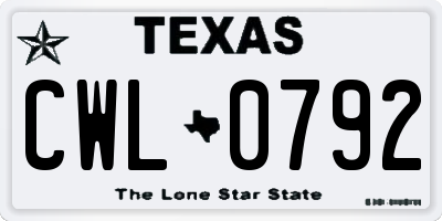 TX license plate CWL0792