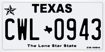 TX license plate CWL0943