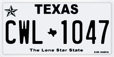 TX license plate CWL1047