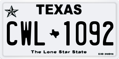 TX license plate CWL1092