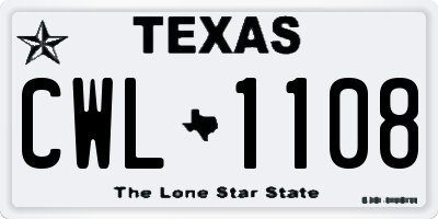 TX license plate CWL1108