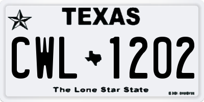 TX license plate CWL1202