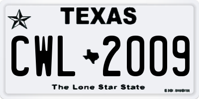 TX license plate CWL2009