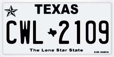 TX license plate CWL2109