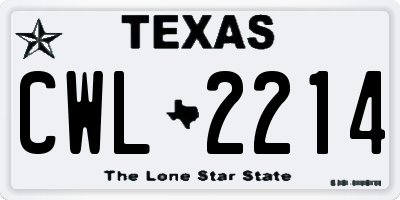 TX license plate CWL2214