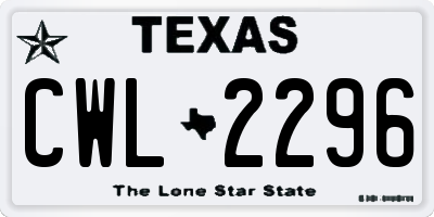 TX license plate CWL2296