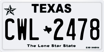 TX license plate CWL2478