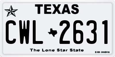 TX license plate CWL2631