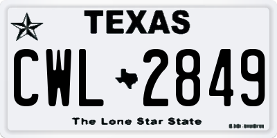 TX license plate CWL2849