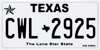 TX license plate CWL2925