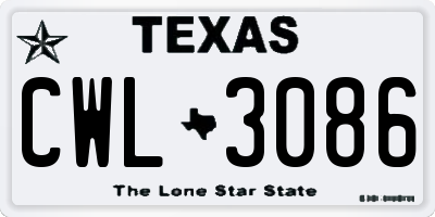 TX license plate CWL3086