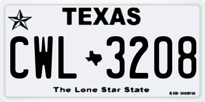 TX license plate CWL3208