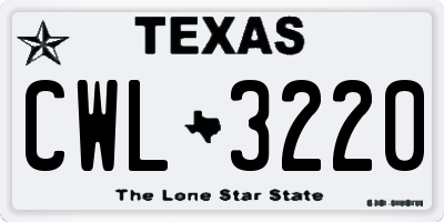 TX license plate CWL3220