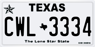 TX license plate CWL3334