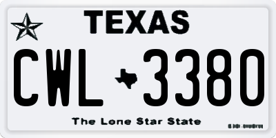 TX license plate CWL3380