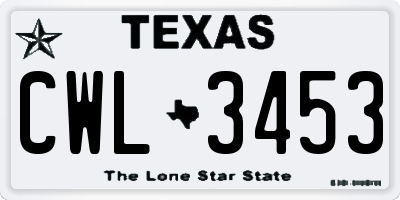 TX license plate CWL3453