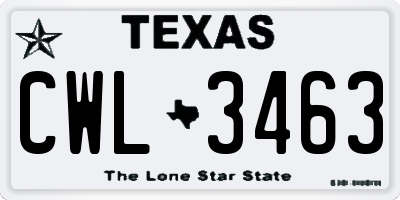 TX license plate CWL3463