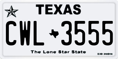 TX license plate CWL3555