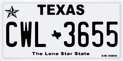 TX license plate CWL3655