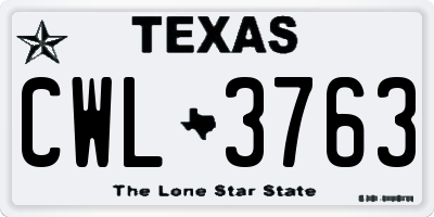 TX license plate CWL3763