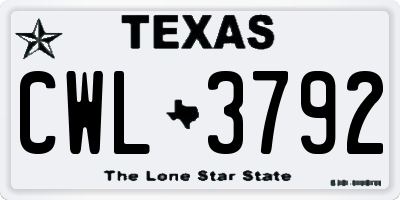 TX license plate CWL3792