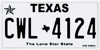 TX license plate CWL4124