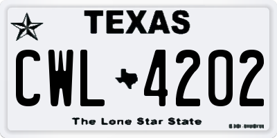 TX license plate CWL4202