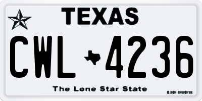 TX license plate CWL4236