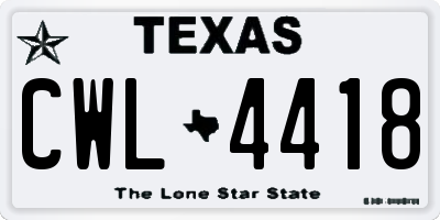 TX license plate CWL4418