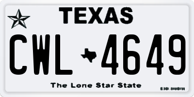 TX license plate CWL4649