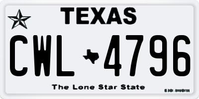 TX license plate CWL4796